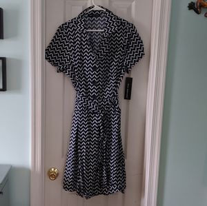 Navy & white short sleeve dress sz 1x NWT